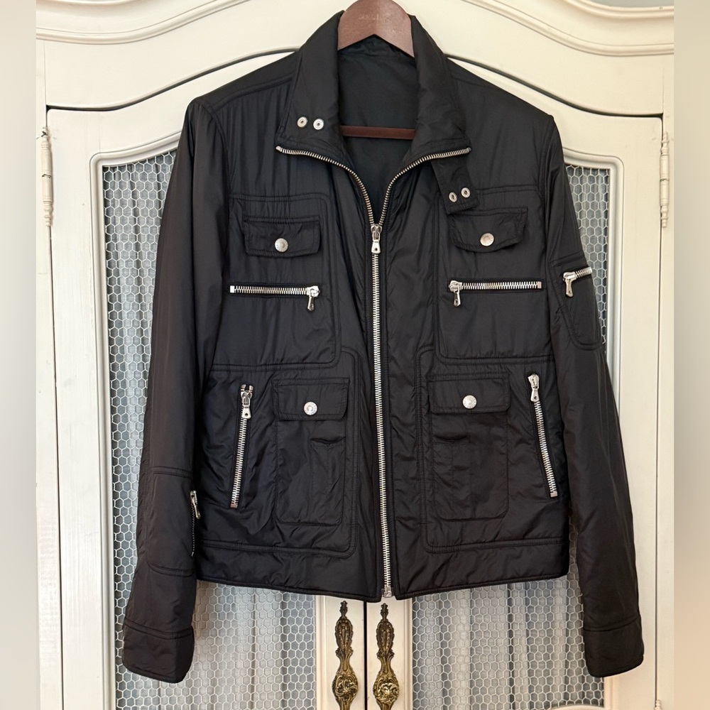 Dolce & Gabbana 🖤 Vintage AW03 Black Cargo Down Lightweight Jacket IT Size 50 - Picture 3 of 12